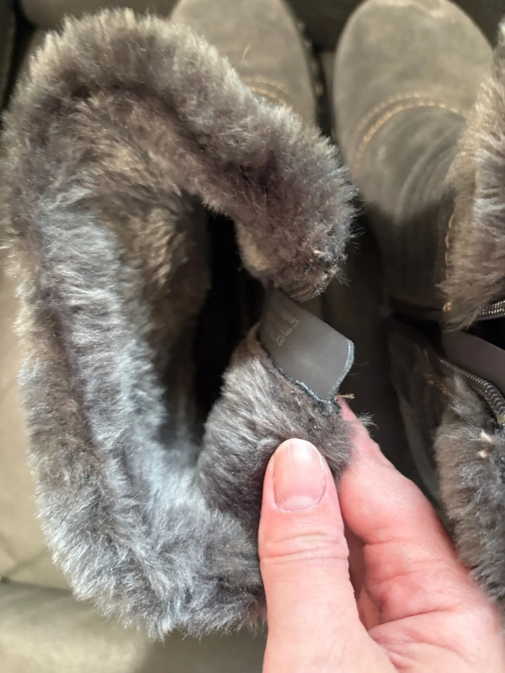 Bare traps faux fur suede charcoal gray women’s boots